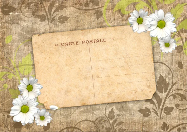 Romantische scrapbook achtergrond met briefkaart — Stockfoto