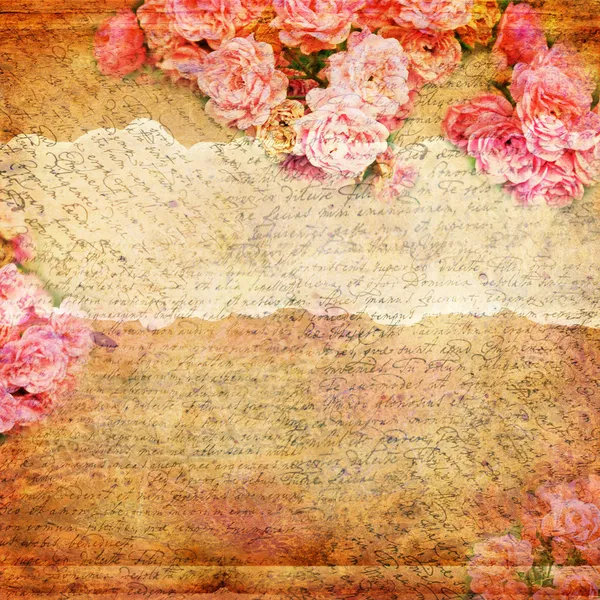 Grunge abstracte achtergrond met rozen — Stockfoto
