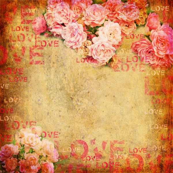 Grunge abstracte achtergrond met rozen — Stockfoto