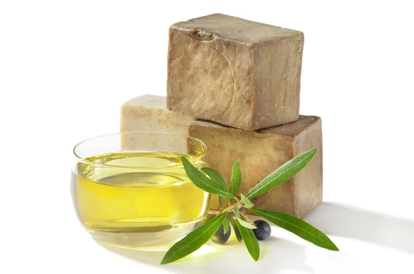 Vana mýdlo olivový olej — Stock fotografie