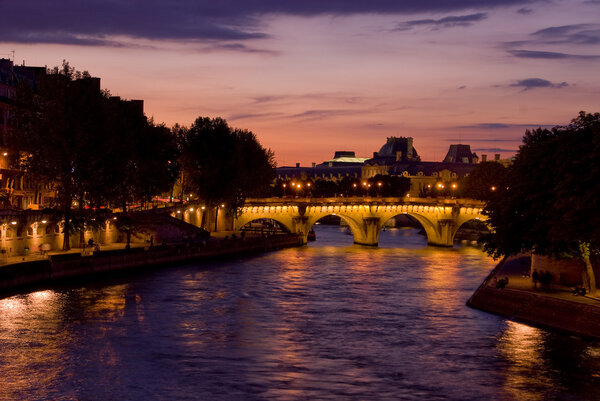 Paris view of the river Seine a sunset