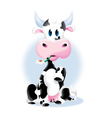 Cow with flower clipart