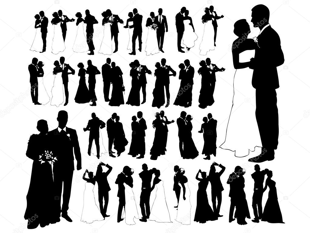 Just married, silhouette