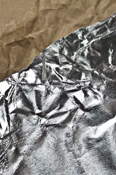 Crumpled foil and crumpled package paper — Stock Photo, Image