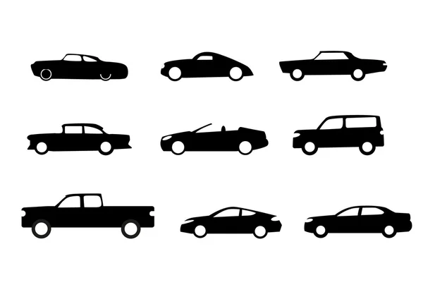 Silhouettes de voiture isolées sur blanc — Image vectorielle