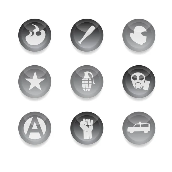 Riot icons — Stock Vector