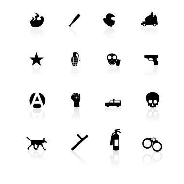 Black riot icons clipart