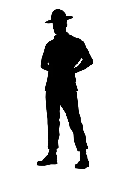 Drill instructor silhouette — Stock Vector