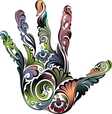 Flower ornament in the form of a palm clipart