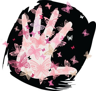 Palm and butterflies I clipart