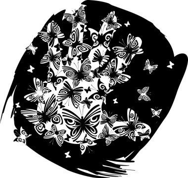 Palm and butterflies II clipart