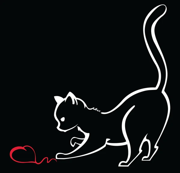 Kat en hart — Stockvector