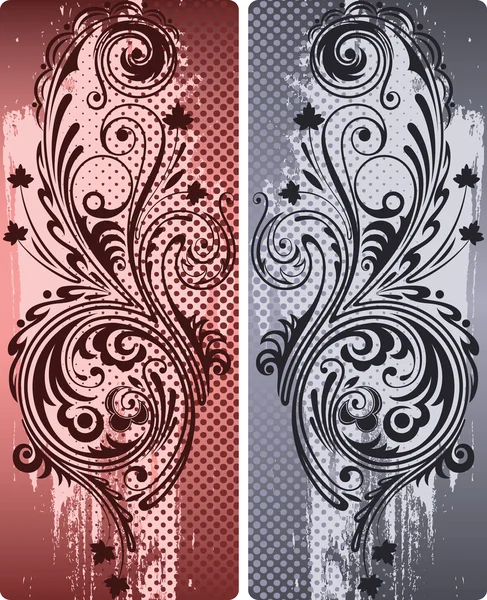 Duas versões da composição ornamental em cores . — Vetor de Stock