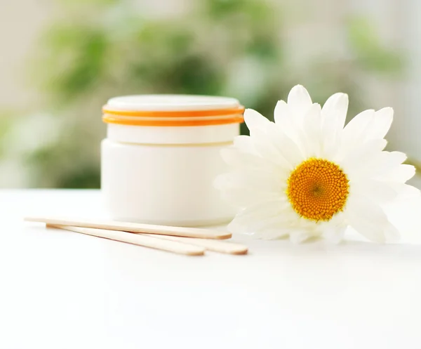 stock image Daisy, cream jar, cosmetics