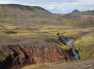 Laugavegur zam İzlanda ' nın kuzeyindeki thorsmork.