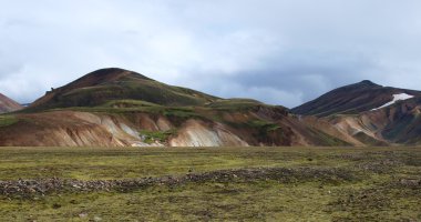 landmannalaugar rhyolite renkli hills, İzlanda