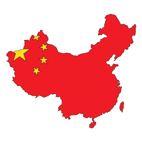 Карта Китая с флагом — стоковый вектор