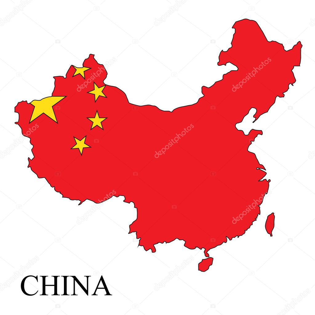 China map with flag and name