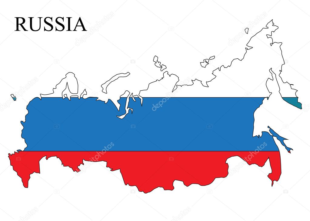 Russia map with flag and name