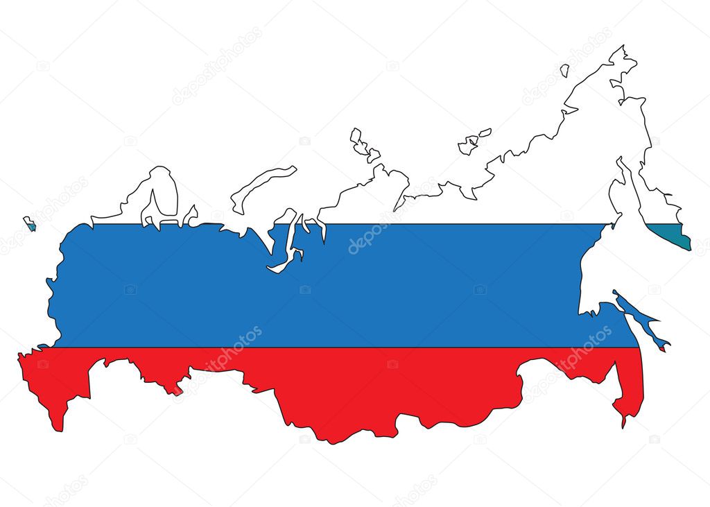 Russia map with flag