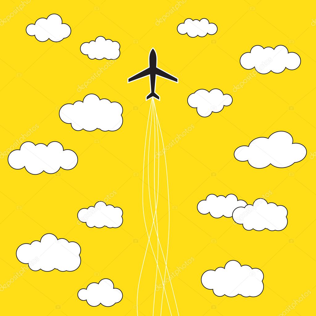 Airplane in the clouds background