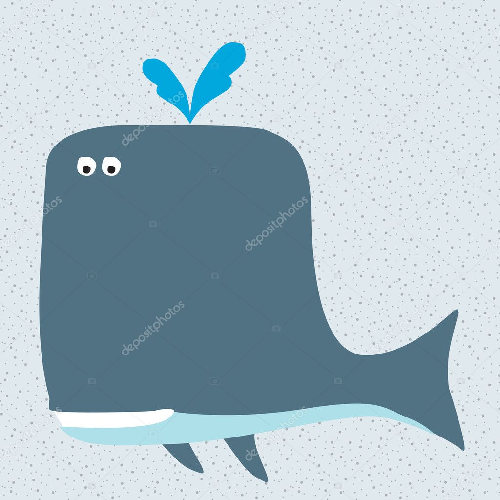 Smiling cartoon whale character