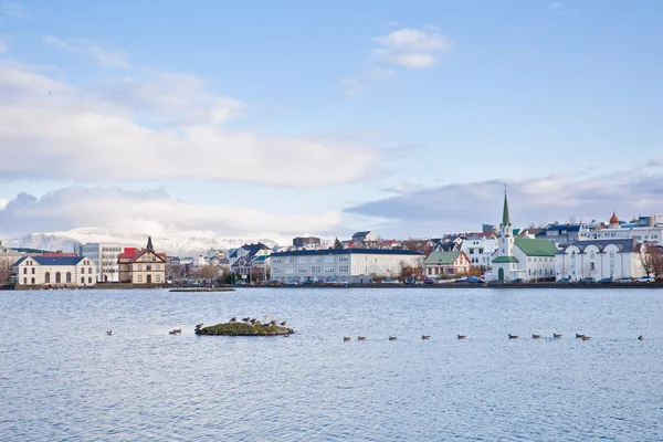 stock image Tjornin lake in Reykjavik, Iceland