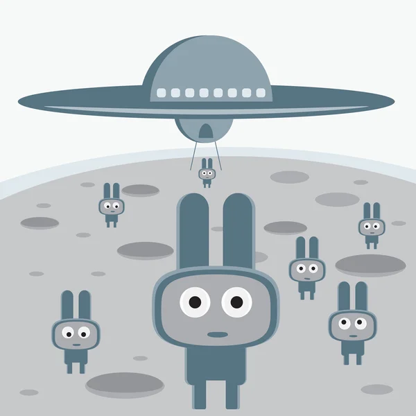 Attaque des aliens gris sur votre planète personnages — Image vectorielle