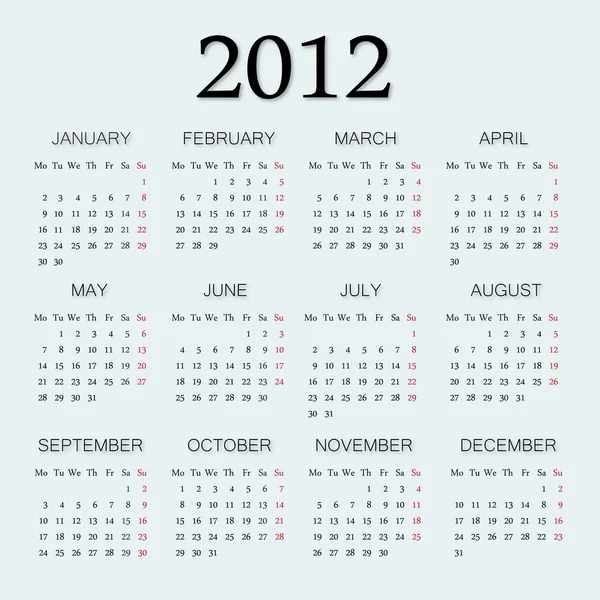 2012 en kalendersida — Stock vektor