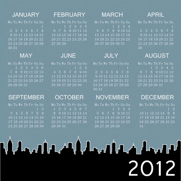 2012 calendário com a cidade em segundo plano — Vetor de Stock