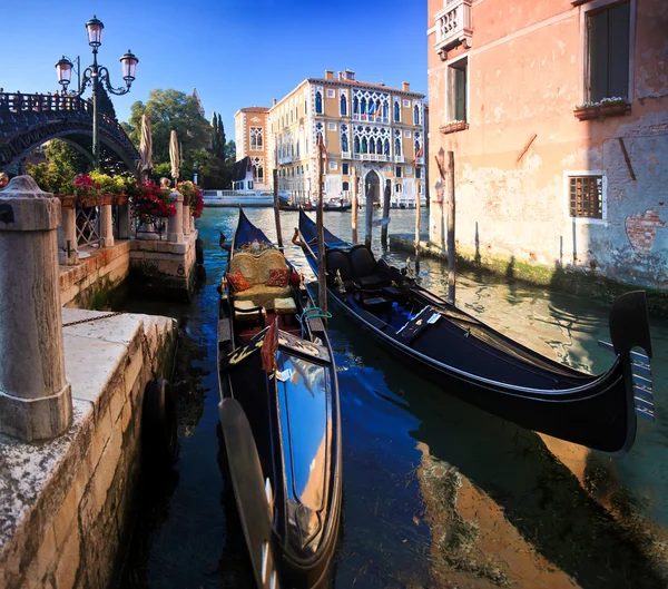 To Gondola i Venezia. – stockfoto