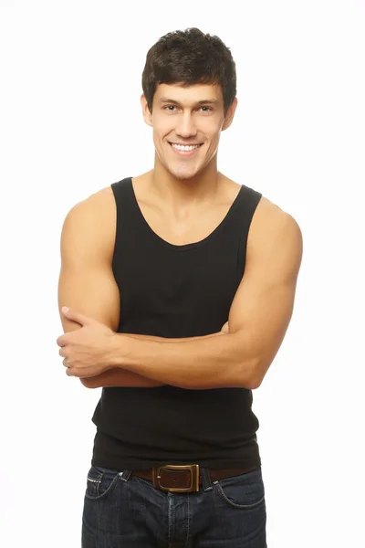 Portrait of a handsome young man with great physique posing — Stock Photo, Image