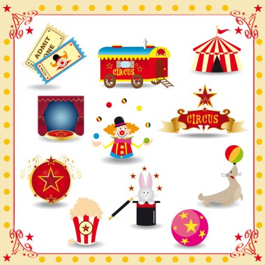 Funny circus icons. clipart