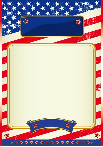 American flag poster with a frame — Stock Vector