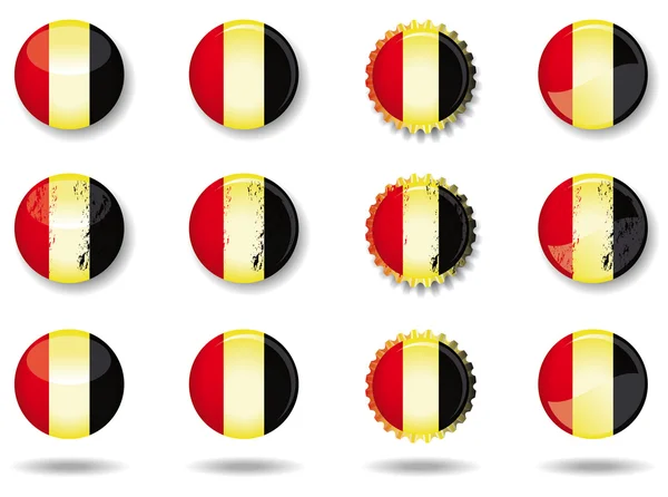 Belgische Tasten gesetzt. eine Reihe belgischer Knöpfe und Mützen. — Stockvektor