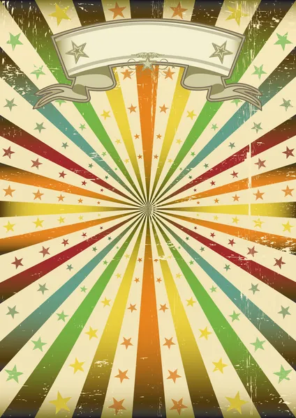 Multicolor sunbeans grunge affisch — Stock vektor