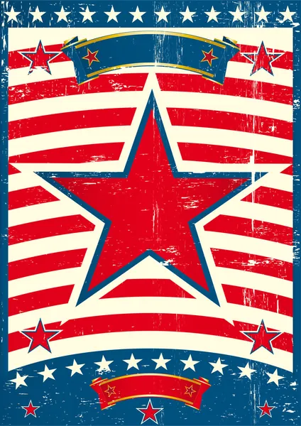 Gran estrella roja en un tema de póster de EE.UU. — Archivo Imágenes Vectoriales