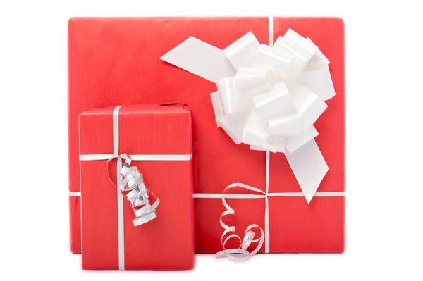 Red christmas gift boxes — Stock Photo, Image