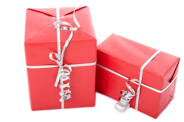 Dos cajas de regalo rojas de Navidad — Foto de Stock