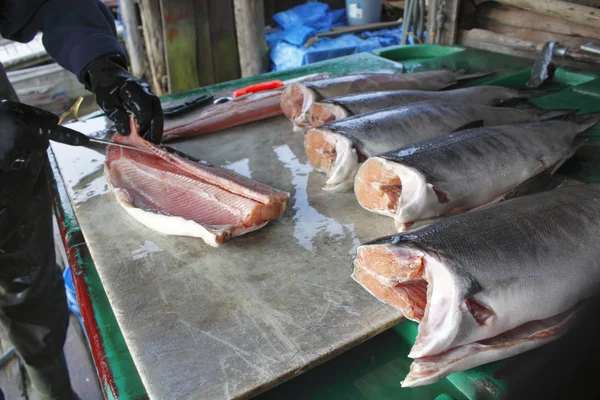 Filetear salmón de Coho — Foto de Stock