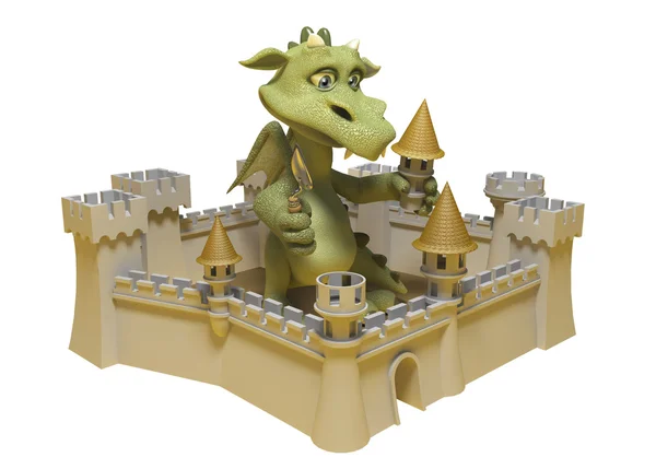 Dragon en kasteel — Stockfoto
