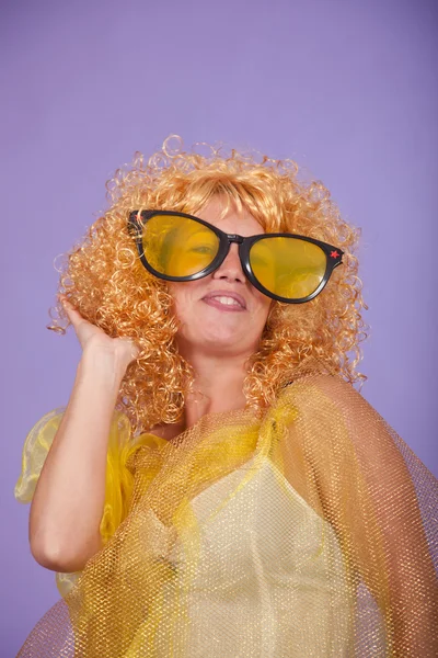 Woman in yellow — Stock Photo, Image