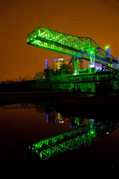 Illuminated steelfactory — Stock Photo, Image