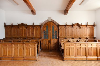 Wooden church banks clipart