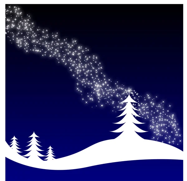 Зимовий різдвяний пейзаж з ялинкою — стоковий вектор