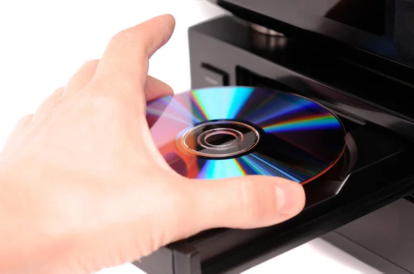 stock image Inserting a disc