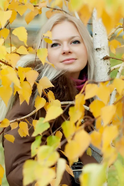 Young woman near the tree — Stock Photo, Image