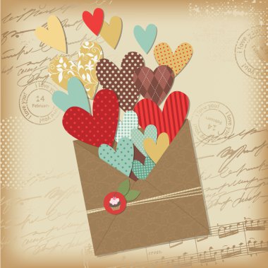 Retro scrapbooking elements, Valentine card clipart