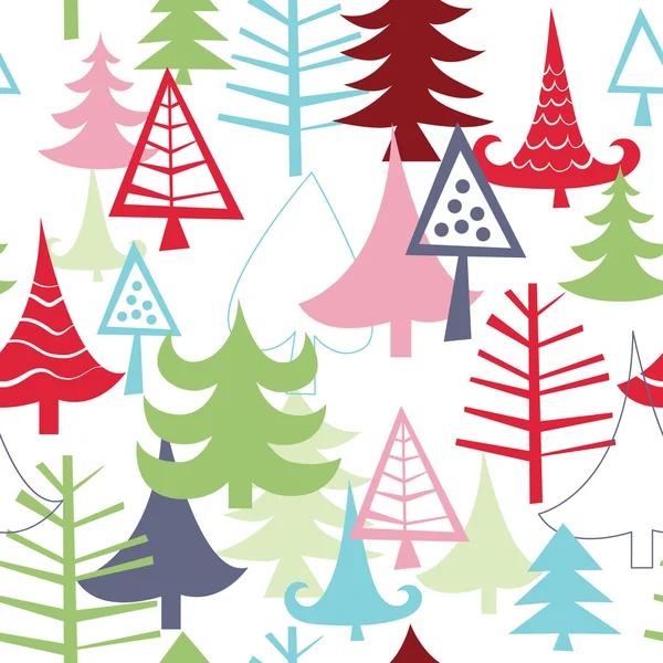 Fondo sin costuras con varios árboles de Navidad — Vector de stock