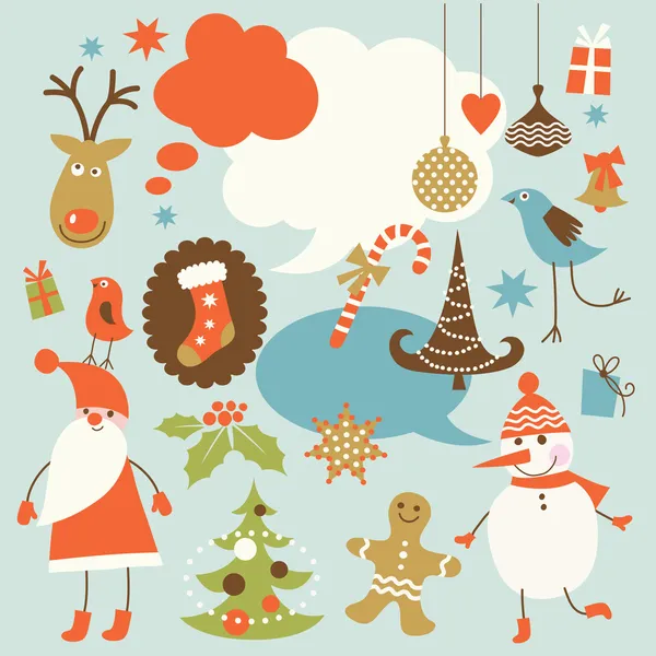 Fond de Noël, collection d'icônes — Image vectorielle